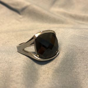 Stella & Dot Black Faceted Stone Ring ~ Size 7